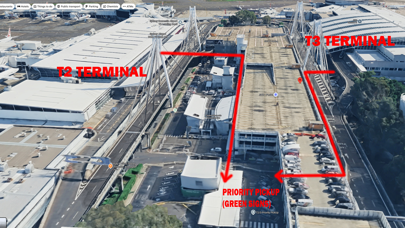 Sydney Airport Domestic Pickup Map