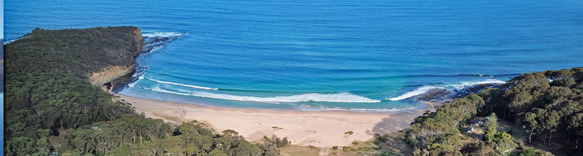 panorama of Pebbly Beach NSW