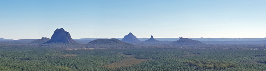 panorama of Glass House Mountains